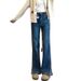 Women's High-Waisted Slimming Stretchy Flared Jeans Stylish Split Hem Flattering Plus Sizes For Spring Autumn Not Clingy_mkmklike.com