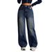 Women's Clothing Retro Blue Women's Jeans Loose Casual Straight Leg Wide Leg Trousers Spring Fashion For Formal & Casual For Women_mkmklike.com