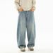 Men's Clothing Retro Washed Silhouette Jeans For Men Trendy Brand Loose Long Pants Spring New Split Structure Scimitar Style_mkmklike.com