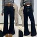 Women's High-Waisted Flared Jeans With Embroidery - Black Stretch Denim Pants, Vintage Straight-Leg & Floor-Length Design_mkmklike.com