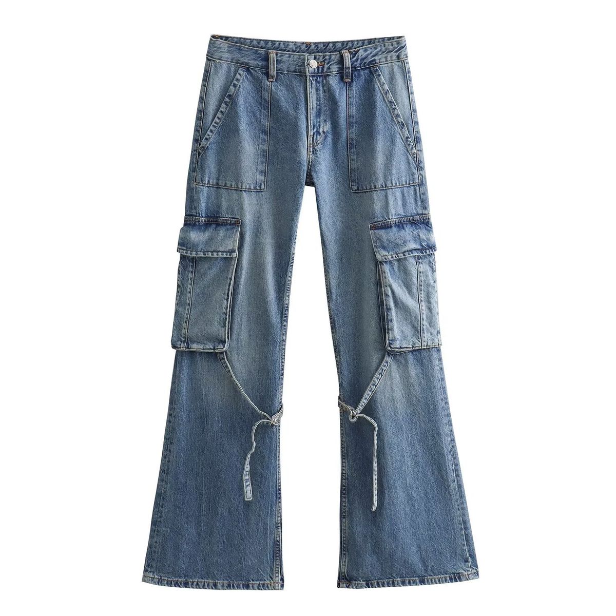 Women's Workwear Straight Leg Jeans - Mid Rise Stretch Denim Pants For Street Style Fashion (Black, Coffee, Peacock Blue)_mkmklike.com