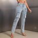 Women's Clothing Ins New Multi Pocket Workwear Denim Trousers_mkmklike.com