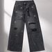 Men's Loose Straight Fit Denim Trousers - Classic Dark Gray Cotton Jeans For Casual & Streetwear_mkmklike.com