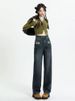 Retro Vintage Design Ripped Denim Straight-leg For Women, Autumn High-waisted Narrow Version, Loose-fitting, Drapey_mkmklike.com