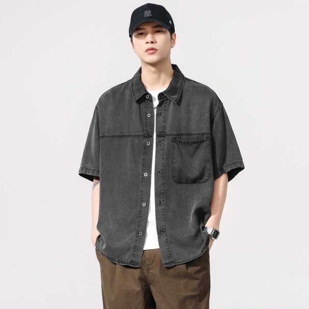 Loom LIYANG New Casual Summer European And American Trend Versatile Loose Short Sleeve Denim Shirt Jacket For Men_mkmklike.com