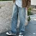 Men's Loose Fit Straight Leg Jeans – High Street Stretch Denim Pants With Vintage Wash (Blue, S-XXXL)_mkmklike.com