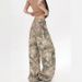 Women's Casual Loose Wide Leg Jeans Camouflage Tree Branch Embroidery European American Style Cross Border Foreign Trade Curved Trousers_mkmklike.com