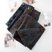 Clair Blue Jacquard Retro Scimitar Jeans For Women 2025 New Autumn Winter Fleece High Waist Loose Wide Leg Harem Pants_mkmklike.com
