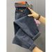 plus Size Fleece Lined Straight Leg Jeans High Waisted Slimming Cropped Dad Style Harem Pants for Women Autumn Winter Casual Fashion_mkmklike.com