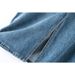 Women's Clothing Retro Back Slit Skirt For Women Design Leather Brand High Waist A Line Medium Long Straight Tube Meat Covering Hip Denim Skirt_mkmklike.com