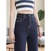 High Waisted Straight Leg Jeans for Women Dark Navy Blue with High Stitch Decoration New Style 2025 Factory Direct Wholesale_mkmklike.com