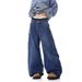 Retro American Street Style Silhouette Curved Blade Jeans Loose Wide Leg Floor Length Trousers Banana Pants Sickle Pants Men's Denim_mkmklike.com