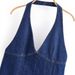 Foreign Trade Cross-Border Women's Clothing 2025 Summer European And American Fashion Versatile Simple Halter Neck Denim_mkmklike.com