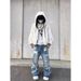 Men's Washed Ripped And Distressed Slightly Flared Jeans Casual High Street Trendy Floor Length Trousers_mkmklike.com