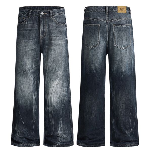 Men's Distressed Tie-Dye Jeans – Slim Fit Micro Flare Vintage Blue Denim Pants (XS-2XL)_mkmklike.com