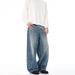 Men's American Retro Straight Leg Jeans With Inverted Pocket Design Unisex Relaxed Fit Floor-Length Denim Trousers_mkmklike.com
