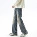 Men's Clothing High Street Zipper Jeans Men And Women Retro Loose Straight Wide Leg Mopping Pants_mkmklike.com