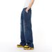 Men's Vintage Workwear Jeans - High Street Baggy Denim Pants With Straight Leg & Multi-Pockets, Washed Blue/Light Blue, S/M/L/XL_mkmklike.com