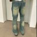 American High Street Yellow Mud Dyed Washed Blue Jeans With Micro Horn Fashion Brand Hip-Hop Pants For Men And Women_mkmklike.com