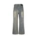 Heavy-duty Washed Denim Flared Men's Vibe Street Fashion American Vintage Distressed Frayed Casual Loose Bell-bottom_mkmklike.com