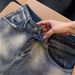 Unisex American Style Hip Hop Lightning Bolt Pattern Denim Capri Shorts Retro Washed Loose Wide Leg Cross Border Men's Clothing_mkmklike.com