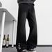 Men's Retro Blue Flared Jeans High Street Style Washed Distressed Loose Straight Leg Wide Leg Trousers_mkmklike.com