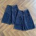 Men's Summer Cleanfit Double Waistband Riveted Wide Leg Shorts Retro Design Baggy Denim Loom Pants_mkmklike.com