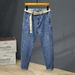 Factory Direct Sales Trendy Brand Hand-worn 9-point Pants Men's Thin Material Slim And Thin Small Feet Large Size Harlan Jeans 9 Points_mkmklike.com