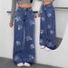 Popular High Street Hot Diamond Trousers Pure Straight Loose And Versatile Wide-leg Washed Jeans_mkmklike.com