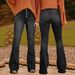 Stretch Flare Jeans For Women – Mid-Rise Bootcut Denim Pants With Button Details (S-XXL, Office & Casual Wear)_mkmklike.com