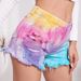 Women's Clothing Tie Dye Tassel Hem Hole Loose Women's Denim Shorts_mkmklike.com