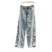 Women's clothing trendy contrast color retro multi-pocket workwear denim trousers for women 2024 straight wide-leg washed and distressed trousers_mkmklike.com