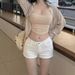 Natural Hip Enhancing Denim Shorts Korean Style Low Waisted Slimming Flattering Solid Color Versatile Hot Pants Summer 2024_mkmklike.com