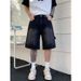 Men's Clothing Men's Summer Workwear Jeans Loose Straight Leg Mid Length Shorts Retro Washed Style Casual Mid Length Shorts_mkmklike.com
