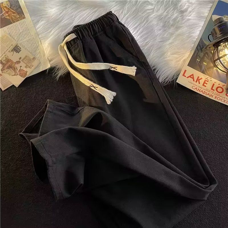 Men's Blue Washed Denim Jeans Loose Fit Wide Leg Plus Size Trendy Elastic Waistband New Autumn Style_mkmklike.com
