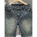 Vintage Washed Floral Printed Denim Shorts For Men, Loose Fit Straight Leg 5-Pocket Mid-Thigh Casual Shorts_mkmklike.com