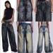 Women's Clothing Washed Old Gradient Wings Printing Retro New Loose Wide Leg Denim_mkmklike.com