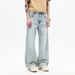 Cleanfit A-Line Denim Pants For Men – Vintage Washed Blue Wide-Leg Jeans | Spring & Summer Casual Staple_mkmklike.com