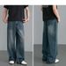 Men’s Washed Wide-Leg Jeans – Retro Distressed Loose Straight Pants (Black Gray/Light Blue/Retro Blue/Nostalgic Blue, S-3XL)_mkmklike.com