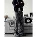 Men's Retro Camouflage Tree Branch Pattern Jeans Loose Straight Leg Cargo Pants Versatile Style For Spring And Autumn_mkmklike.com