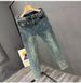 Men's Korean Style Stretchy Slim Fit Cropped Jeans Spring/Summer Cat Scratch Ripped Low Waist Blue Pants_mkmklike.com