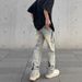 Nordmann European And American Style Retro Yellow Mud-Dyed Distressed Ripped Jeans For Men, Ins Trendy Brand, Straight Loose High_mkmklike.com
