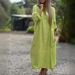 women's dress cotton and linen shirt long skirt fashion casual long sleeved cardigan dress_mkmklike.com