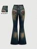 Women's Clothing Slim Fit Embroidered Flared Jeans Vintage Embroidered Flare Jeans For Women - Stretchy High-Waisted Denim Pants With Retro Wash_mkmklike.com