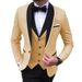 Large men's suit slim fit double fork groom's dress 2-piece set, formal casual solid color_mkmklike.com