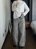 Women's Clothing Retro Leopard Print Jeans Street Hip Hop Beige Straight Wide Leg Pants High Waist Loose Jeans For Women_mkmklike.com