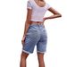 Women's Clothing New Versatile Raw Edge Straight Denim Shorts Casual Shorts_mkmklike.com