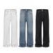 Men's Clothing Designer Niche Washed Black Straight Wide Leg Pants. Inverted Jeans_mkmklike.com