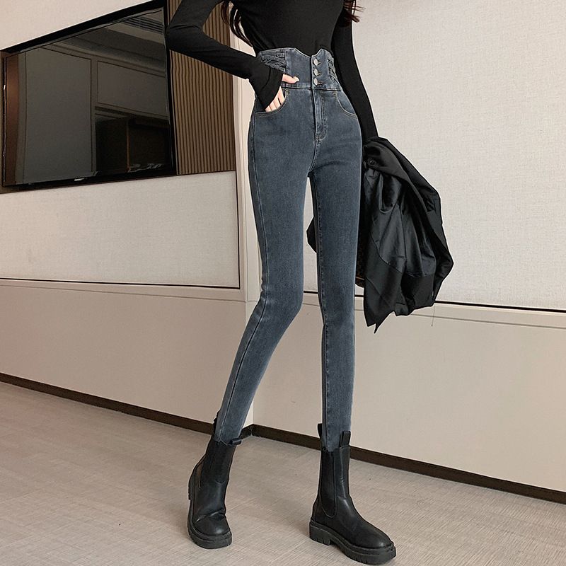 K High-waisted Skinny Jeans For Women, New Style, Slimming, Tight-fitting, Pencil-leg Pants, Waist-cinching, Hip-lifting Trousers, Trendy_mkmklike.com