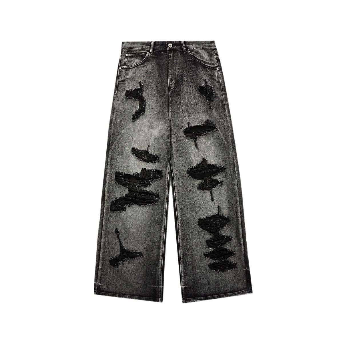 Men's Distressed Loose-Fit Jeans – Ripped Wide Leg Denim Pants (XS-XL)Men's Clothing_mkmklike.com